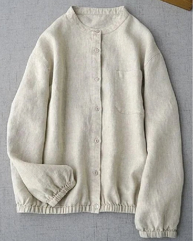 綿麻 シャツ レディース 長袖 ブラウス シンプル 無地 羽織り トップス カーディガン風 ゆったり 体型カバー ナチュラル きれいめ カジュアル 大人女子 ベーシック 春秋 人気 上着 ID1408