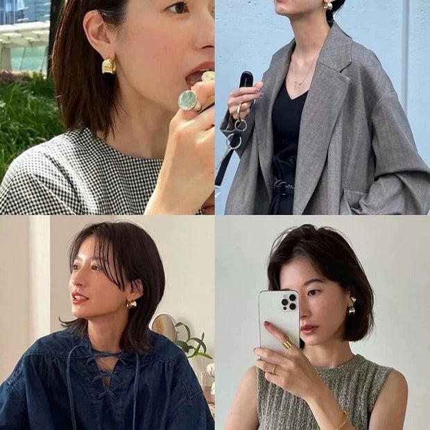 2色展開 メタルピアス レディース シンプル モードデザイン 光沢感 大人可愛い アクセサリー おしゃれ トレンドアイテム デイリーにもおすすめ ID1840