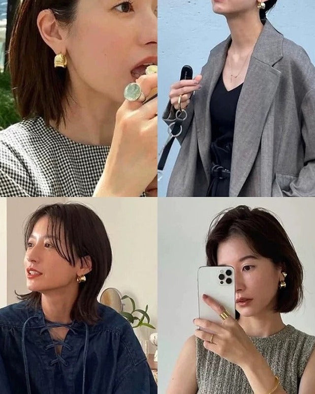 2色展開 メタルピアス レディース シンプル モードデザイン 光沢感 大人可愛い アクセサリー おしゃれ トレンドアイテム デイリーにもおすすめ ID1840