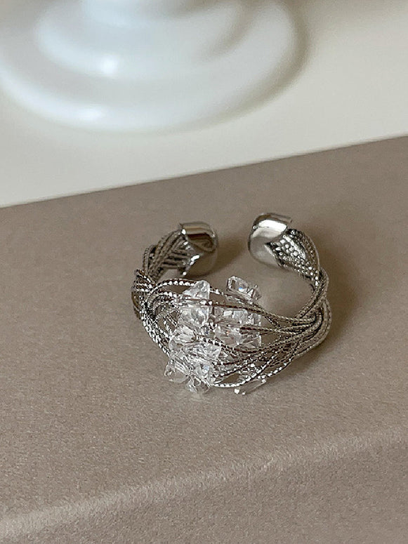 クリスタル リング レディース 調整可能 指輪 シルバー アクセサリー おしゃれ 大人可愛い シンプル エレガント ファッション ジュエリー キラキラ きれいめ 重ね付け プレゼント ギフト 人気 定番 デイリーコーデ 上品 華奢 ID1609