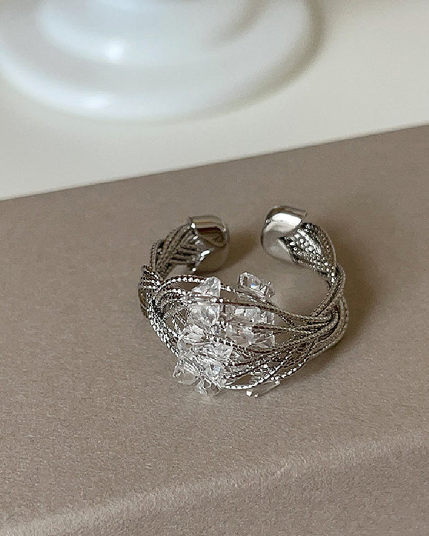 クリスタル リング レディース 調整可能 指輪 シルバー アクセサリー おしゃれ 大人可愛い シンプル エレガント ファッション ジュエリー キラキラ きれいめ 重ね付け プレゼント ギフト 人気 定番 デイリーコーデ 上品 華奢 ID1609