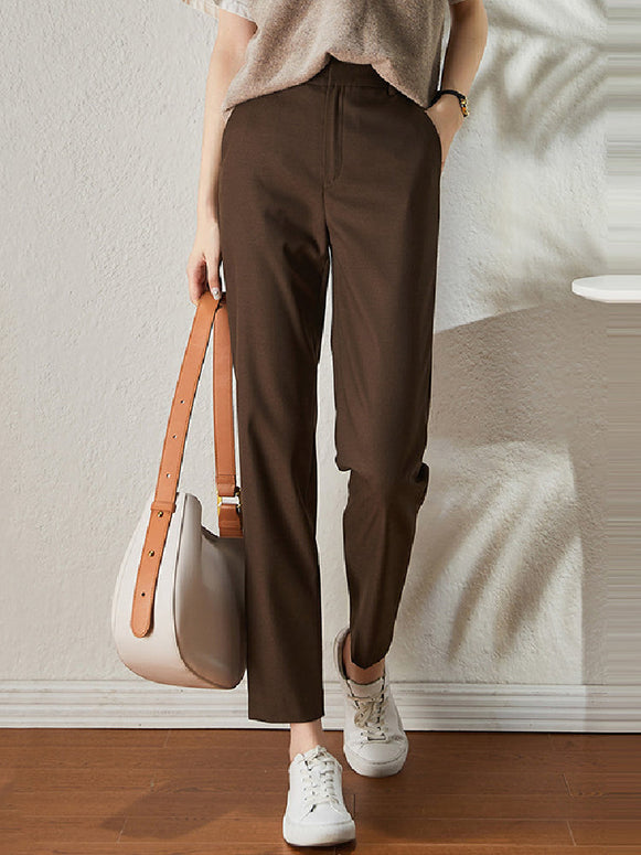 3色展開 九分丈 ストレートパンツ レディース ウエストゴム 入学式 通勤 オフィス カジュアル 春秋 テーパード風 美脚 スラックス ID1420