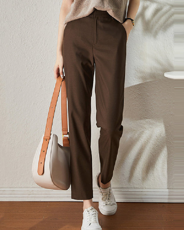 3色展開 九分丈 ストレートパンツ レディース ウエストゴム 入学式 通勤 オフィス カジュアル 春秋 テーパード風 美脚 スラックス ID1420