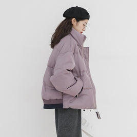 スタンドカラー 中綿ジャケット レディース ショート丈 ゆったり 暖かい おしゃれ きれいめ シンプル 軽量 通勤 カジュアル 秋冬 新作 ID2156