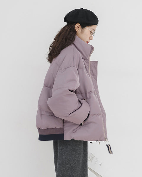 スタンドカラー 中綿ジャケット レディース ショート丈 ゆったり 暖かい おしゃれ きれいめ シンプル 軽量 通勤 カジュアル 秋冬 新作 ID2156