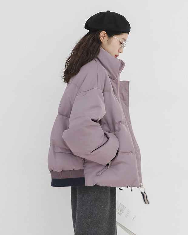 スタンドカラー 中綿ジャケット レディース ショート丈 ゆったり 暖かい おしゃれ きれいめ シンプル 軽量 通勤 カジュアル 秋冬 新作 ID2156