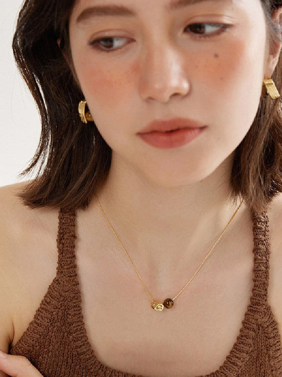 パワーストーン 虎目石 ネックレス レディース ゴールド チェーン 天然石 小粒 シンプル アクセサリー 華奢デザイン 重ね付け お守り ジュエリー ギフト プレゼント対応 ID1262