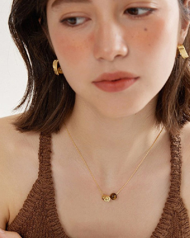 パワーストーン 虎目石 ネックレス レディース ゴールド チェーン 天然石 小粒 シンプル アクセサリー 華奢デザイン 重ね付け お守り ジュエリー ギフト プレゼント対応 ID1262