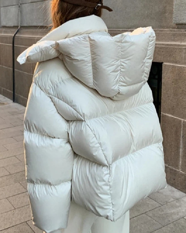 ショートダウンジャケット レディース 暖かい 中綿 アウター 防寒 ゆったり カジュアル 冬コーデ フード付き ID2285