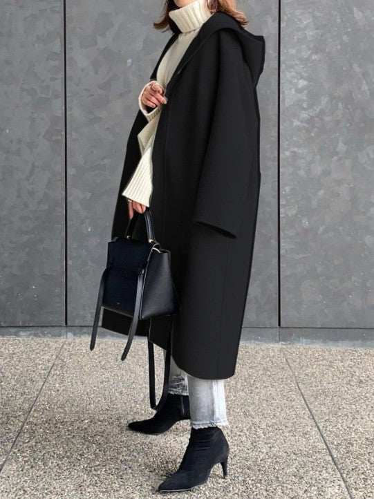 「この価格、今だけ！」ロングコート レディース フード付き ウールコート ゆったり シンプル 上品 通勤 カジュアル 暖かい 秋冬 新作 ID2113
