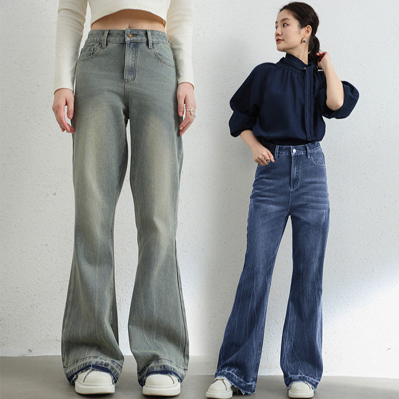 デニムパンツ レディース フレアパンツ ハイウエスト ワイドレッグ ジーンズ 美脚効果 カジュアル 着回し 通勤 通学 春夏秋 冬までロングシーズン対応 おしゃれ 人気 定番アイテム ID1630