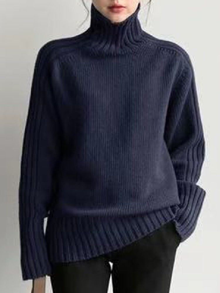 洗える ハイネック ニットセーター ニット レディース セーター ゆったり 長袖 シンプル 無地 体型カバー 大人カジュアル 通勤 通学 秋冬新作 暖かい トップス ID1824