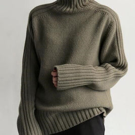 洗える ハイネック ニットセーター ニット レディース セーター ゆったり 長袖 シンプル 無地 体型カバー 大人カジュアル 通勤 通学 秋冬新作 暖かい トップス ID1824