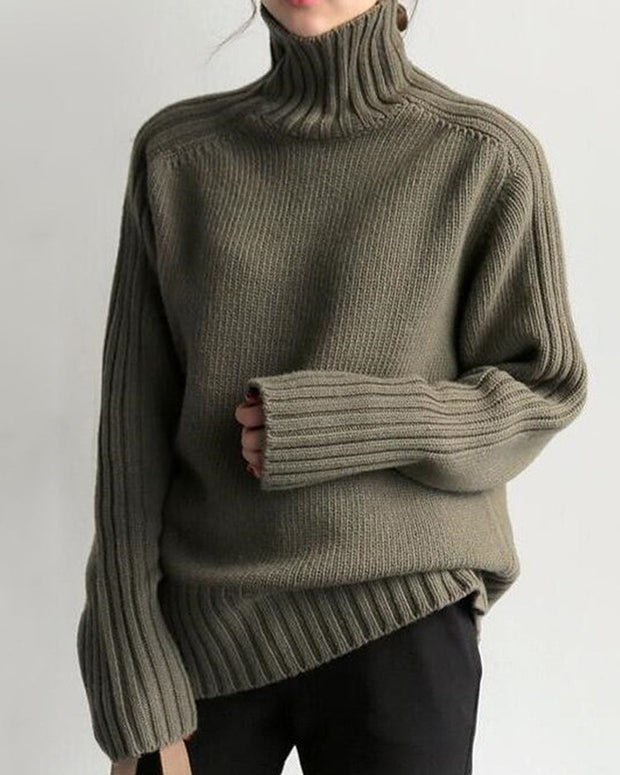 洗える ハイネック ニットセーター ニット レディース セーター ゆったり 長袖 シンプル 無地 体型カバー 大人カジュアル 通勤 通学 秋冬新作 暖かい トップス ID1824