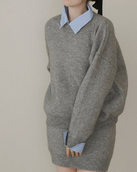 レディース ストライプ 拼接 厚手 ニット トップス ショート スカート 2点セット セットアップ おしゃれ 秋冬 快適 トレンド カジュアル デイリー 上品 大人 女性 コーディネート 機能性  ID2004