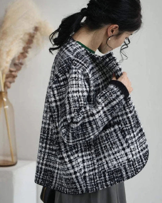 「限定価格は今だけ！」チェック柄 ジャケット レディース きれいめ 大人カジュアル ゆったり おしゃれ 上品 アウター 通勤 防寒 秋冬 ID2238