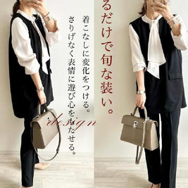 「72H限定！半額以下！」3色展開 パンツセット 2点SET 入学式 入園式 卒業式 卒園式 七五三 結婚式 コンサバ 無地 トップス＋ハイウエストパンツ ID210