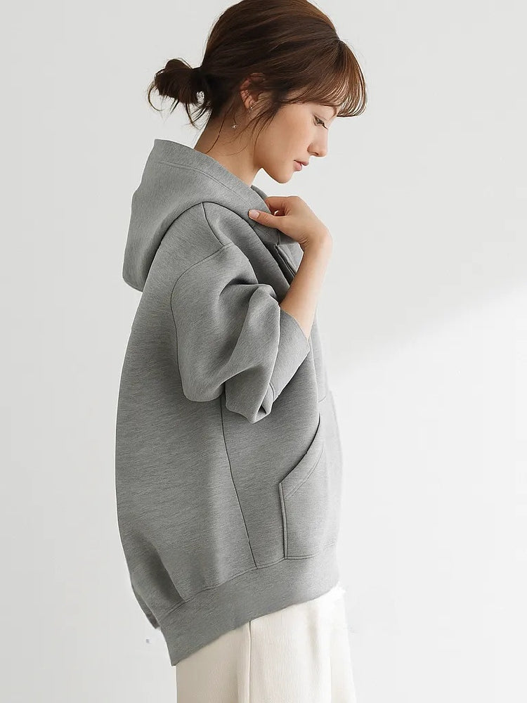 ジップパーカー レディース スウェット フーディー ゆったり 長袖 カジュアル シンプル 通勤 通学 体型カバー 秋冬 アウター ID1803