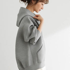 ジップパーカー レディース スウェット フーディー ゆったり 長袖 カジュアル シンプル 通勤 通学 体型カバー 秋冬 アウター ID1803