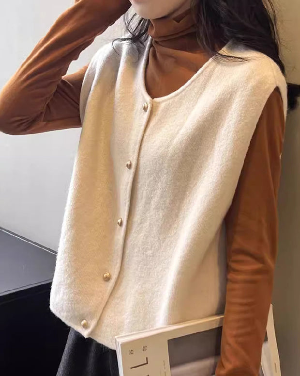 ニットベスト レディース 秋冬 丸首 ノースリーブ セーター ベスト 重ね着風 レイヤードコーデ きれいめ シンプル おしゃれ カジュアル 通勤 通学 オフィスカジュアル 上品 人気 トップス ID1734