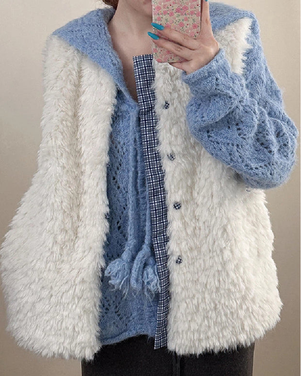 ふわふわ もこもこ エコファー ベスト レディース ゆったり 体型カバー おしゃれ カジュアル アウター コーデしやすい 秋冬新作 ID2230