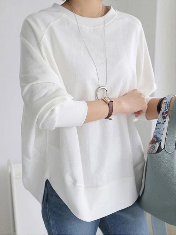 無地 スウェット トレーナー レディース 長袖 クルーネック ゆったり シンプル カジュアル 通勤 通学 体型カバー おしゃれ トップス 秋冬 新作 人気 ID1883