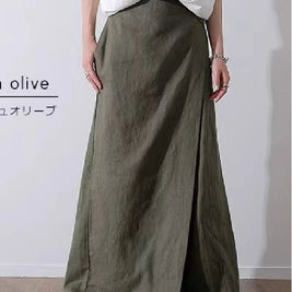 綿麻 スカンツ レディース ワイドパンツ ガウチョパンツ ロング丈 体型カバー ゆったり 楽ちん ウエストゴム 大人カジュアル 通勤 通学 春夏秋 人気 おしゃれ ボトムス ID1763