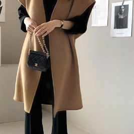 ノーカラー ベストコート レディース ウールコート ノースリーブ アウター ゆったり 体型カバー おしゃれ 大人カジュアル 上品 きれいめ 通勤 通学 秋冬 ロングジレ ID1815