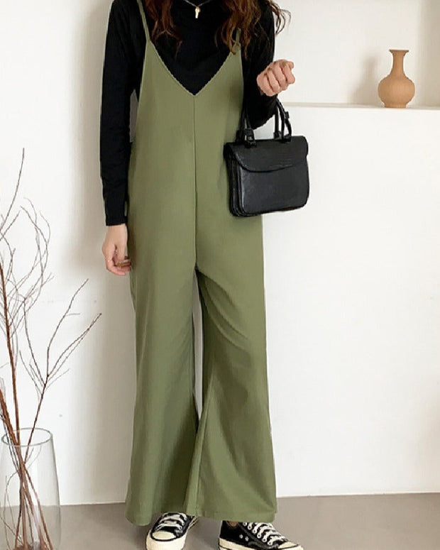 オールインワン レディース サロペット パンツ レディース ワイドパンツ Vネック ボトム サロペ 美ライン ゆったり 着痩せ キャミソール 体型カバー ゆったり低身長 楽ちん サロペット ノースリーブ 春 夏 母の日 大人 ID1321