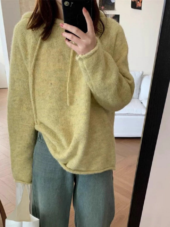 ふわふわ ニットパーカー レディース 暖かい 秋冬 フード付き セーター ゆったり シンプル かわいい 防寒 体型カバー 大人カジュアル おしゃれ ルームウェア お出かけ 通勤 通学 デイリーコーデ ID2229