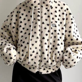 ボア ジップアップ アウター レディース 防寒 かわいい ドット柄 ふわもこ ライトアウター カジュアル おしゃれ 冬コーデ 秋冬新作 ID2251