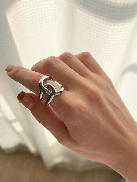 シルバーリング レディース 開口 指輪 おしゃれ 太め ビッグリング 韓国風 シンプル 大人可愛い カジュアル ファッション アクセサリー デート 通勤 通学 プレゼント ID1489