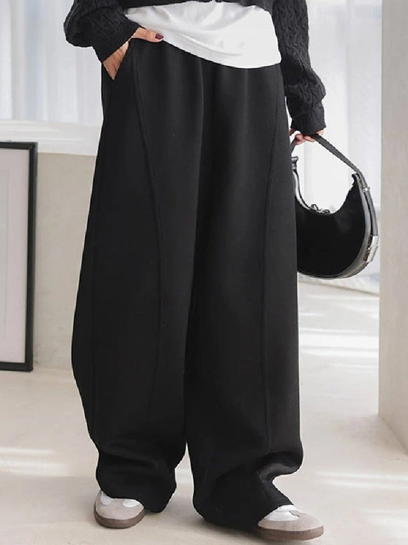 カーブパンツ スウェットパンツ ワイドパンツ レディース [ 丈が選べる ] 秋 秋服 秋冬 ユニセックス メンズ パンツ ボトムス ズボン 長ズボン ロングパンツ ワイド スウェット ウエストゴム 体型カバー 低身長 高身長 丈 短い 丈長め 長め ゆったり ID1656