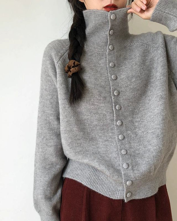 「超得！ブラックフライデー」7色展開 2WAY ハイネック ニット カーディガン レディース 長袖 シンプル 無地 体型カバー 上品 カジュアル 秋冬 新作 ID2066