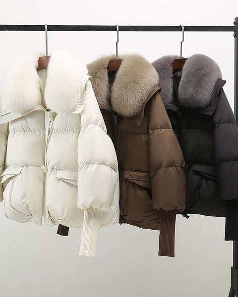 ボリュームファー 襟付き 中綿コート レディース ショート丈 防風 防寒 ゆったり 上品 大人可愛い 秋冬 新作 ID2153