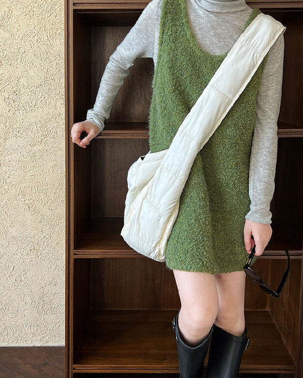 ふわもこ ニット ベストワンピース レディース Uネック ゆったり 体型カバー レイヤードスタイル おしゃれ 秋冬コーデ カジュアル 大人女子 デイリーに使える シンプル ジャンパースカート ニットワンピ ID2312