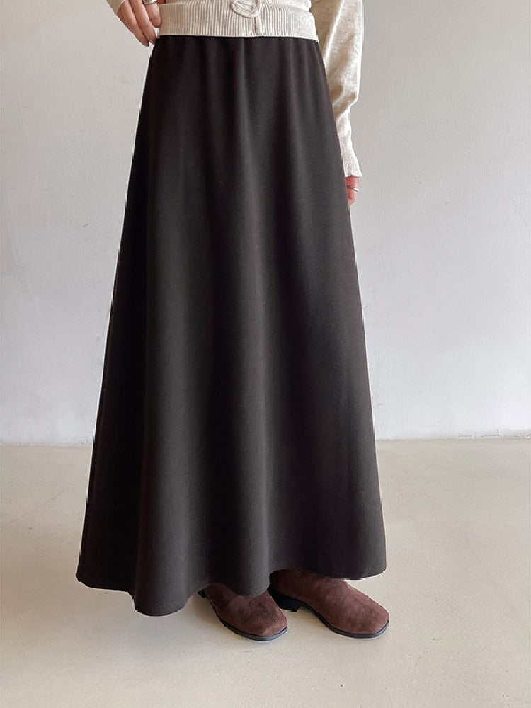 暖かい ロング丈 フレアスカート レディース きれいめ 体型カバー 上品 冬コーデ Aライン スカート ID2296