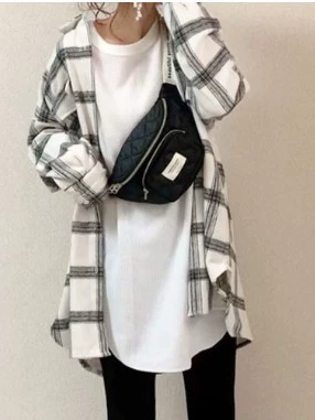 ID121 Shirt Checkered Pattern Loose Fit Thin Outerwear Long Sleeve Tops Perfect for Layering Natural Style Light and Stylish Recommended for Casual Coordination 