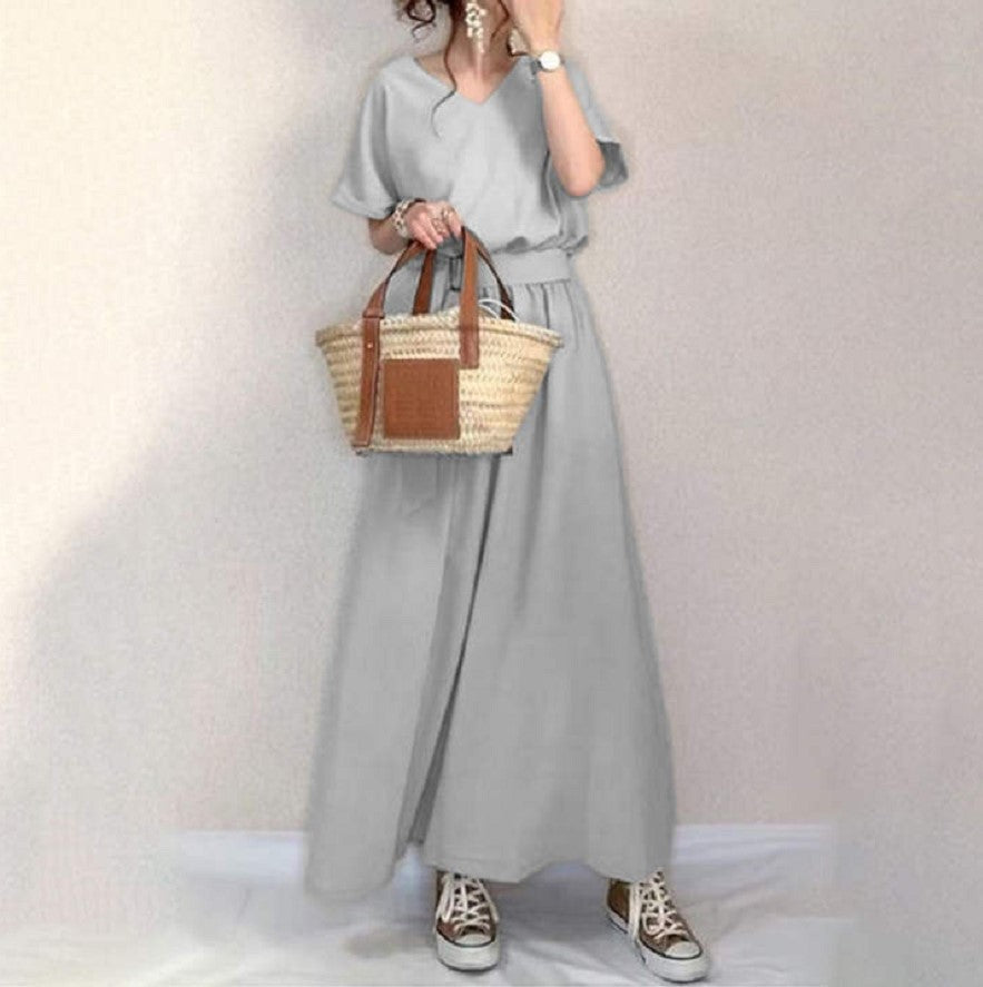 お見逃しなく！ ワンピース スリム見え エレガント 通勤スタイル ウエストマーク 無地 ロング丈 シンプル きれいめ系 フェミニン おしゃれ デイリーコーデ ID246