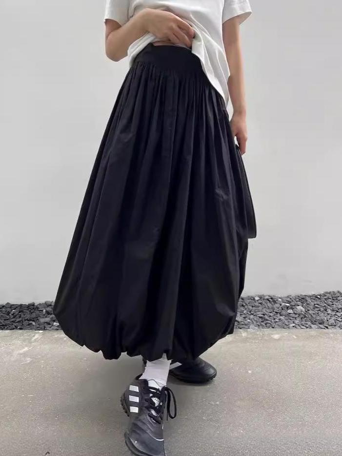 ID90 Skirt Flower Balloon Silhouette A-line Skirt Flare Half-length Girly Elegant 