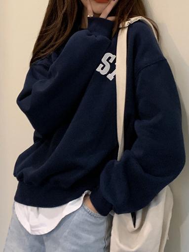 ID106 Sweatshirt with embroidered logo, thin round neck, loose fit, fashionable and comfortable design, trendy casual top 