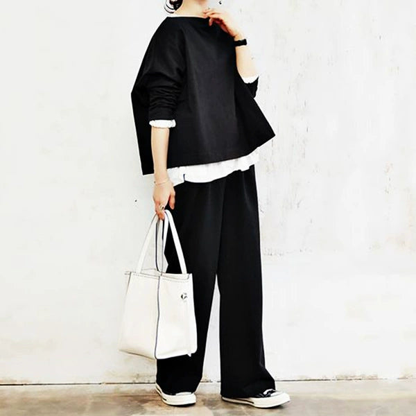 「期間限定SALE」セットアップ クルーネック スウェット 長袖 ゆったり ロングパンツ カジュアル シンプル おしゃれ きれいめ系 デイリーコーデ ID194