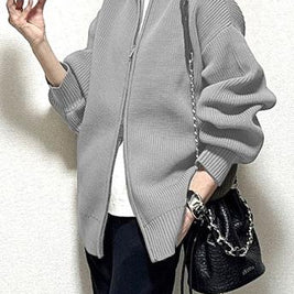 ID123 Cardigan, Loose Fit, Simple, Knit, Long Sleeve, Outerwear, Loose Fit, Casual, Stylish, Feminine, Clean-cut, Basic Coordination, Easy to Mix and Match 