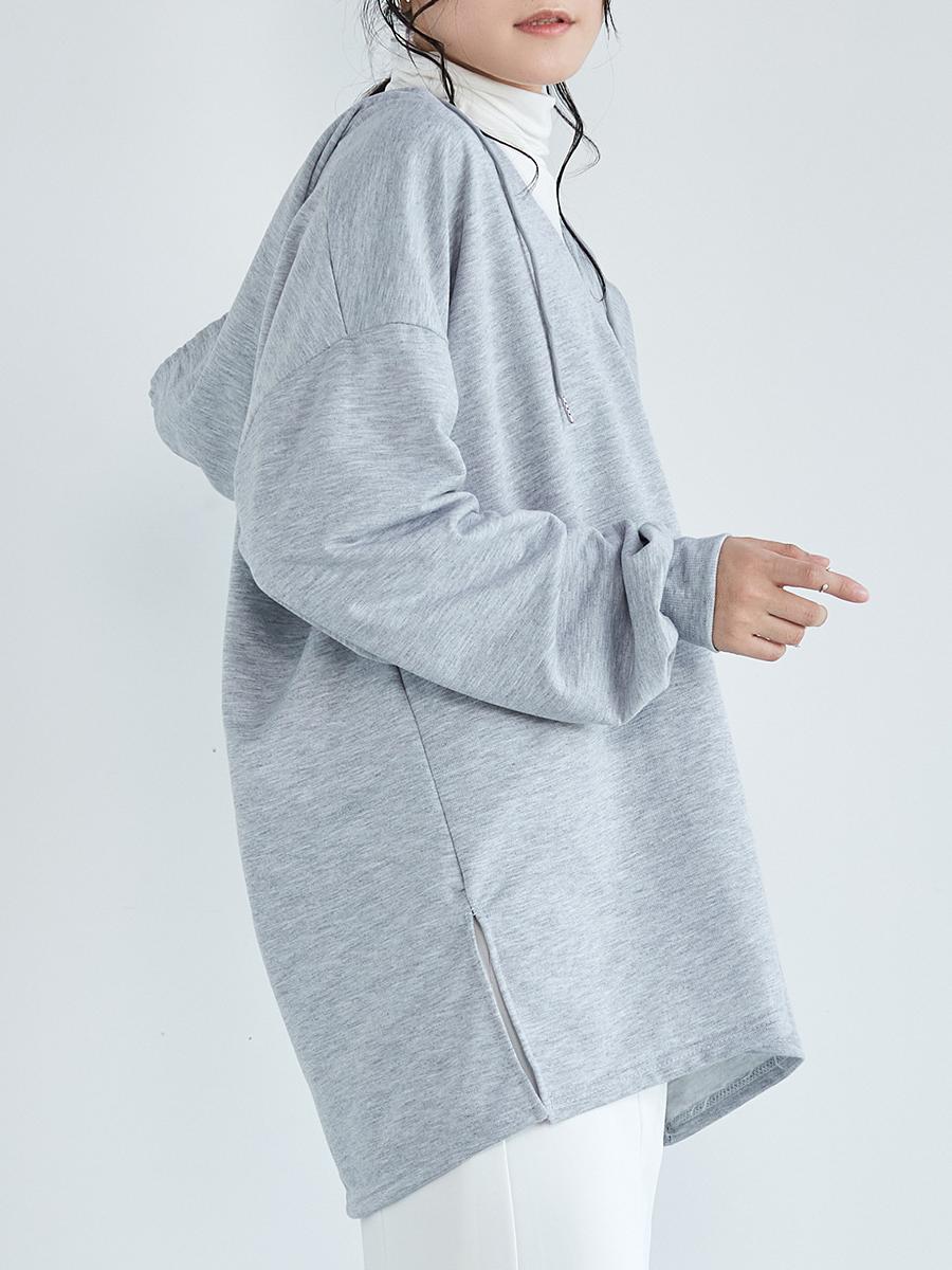 ID98 Hoodie, V-neck, Loose Fit, Hooded, Side Slits, Sporty, Relaxed Design 