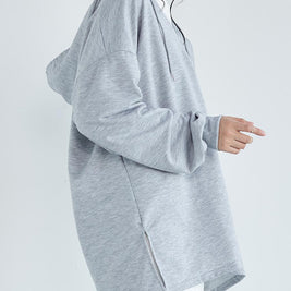 ID98 Hoodie, V-neck, Loose Fit, Hooded, Side Slits, Sporty, Relaxed Design 