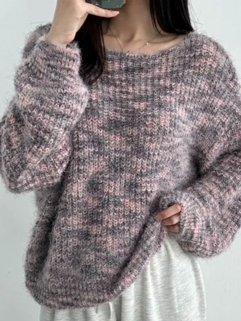 ID119 Knit Pullover Knit Tops Loose Fit Design Women's Stylish Simple Casual Daily Comfortable Also Recommended as a Gift 