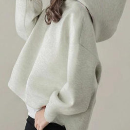 ID100 Hoodie Simple Casual Plain Loose Fit For Commuting Hooded Long Sleeve Sweatshirt 