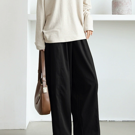 ID130 Pants Balloon pants Wide leg Plain Loose fit Simple Stylish Casual Clean style Covers body shape Daily coordination 