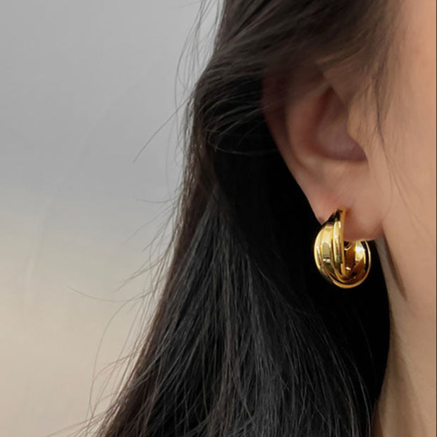 イヤリング ノンホールタイプ 蚊取り線香風 デザイン フレンチスタイル シンプル おしゃれ トレンド感 高見え レディース アクセサリー ID441