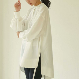 ID115 Shirt, Loose Fit, Casual, Oversized, Mid-Length, Side Slit, Layered Style, Women's, Basic Design, Body Covering, Daily Coordination 